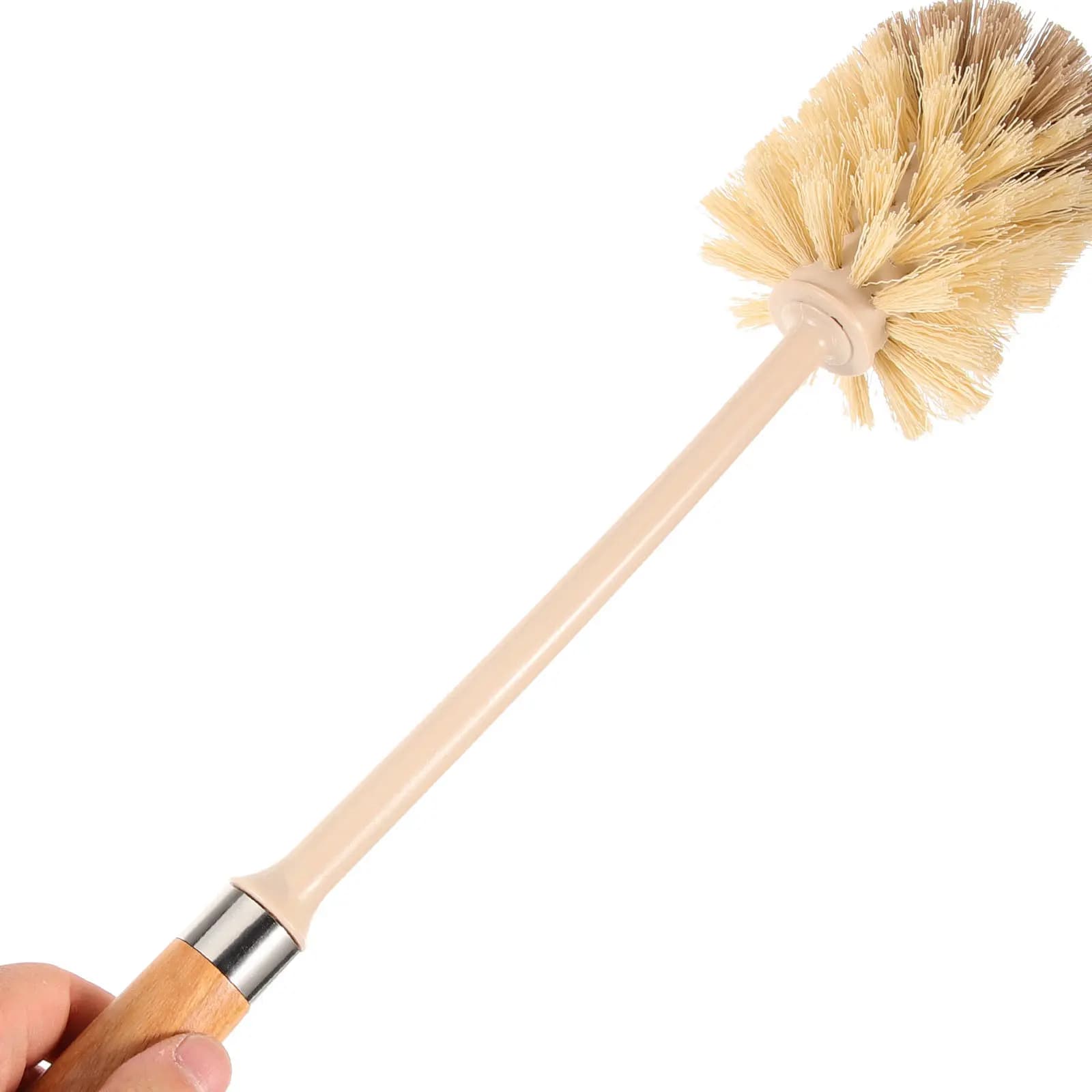 Set di spazzole per WC in plastica robusta con manico lungo in legno, strumento antiscivolo per la pulizia del bagno con supporto, efficace per la rimozione delle macchie per la casa