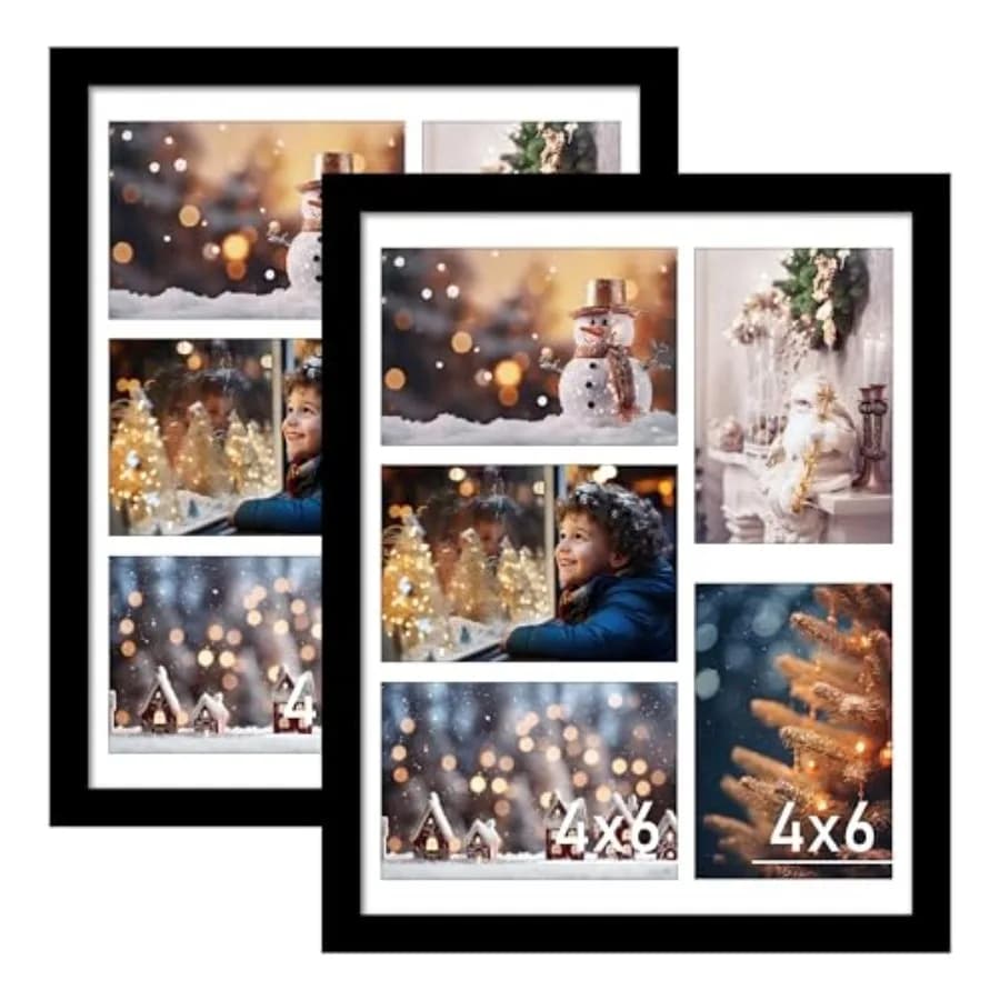 11x14 Picture Frames 2Pack, Fit Five 4x6 Photos with Mat or One 11x14 Picture without Mat for Wall or Tabletop, 4x6 Picture Fra