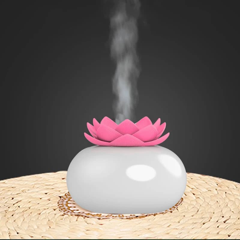 Diffusore di oli essenziali A69X, umidificatori personali a forma di loto per la scrivania dell'ufficio, grazioso umidificatore USB a nebbia fredda a forma di loto