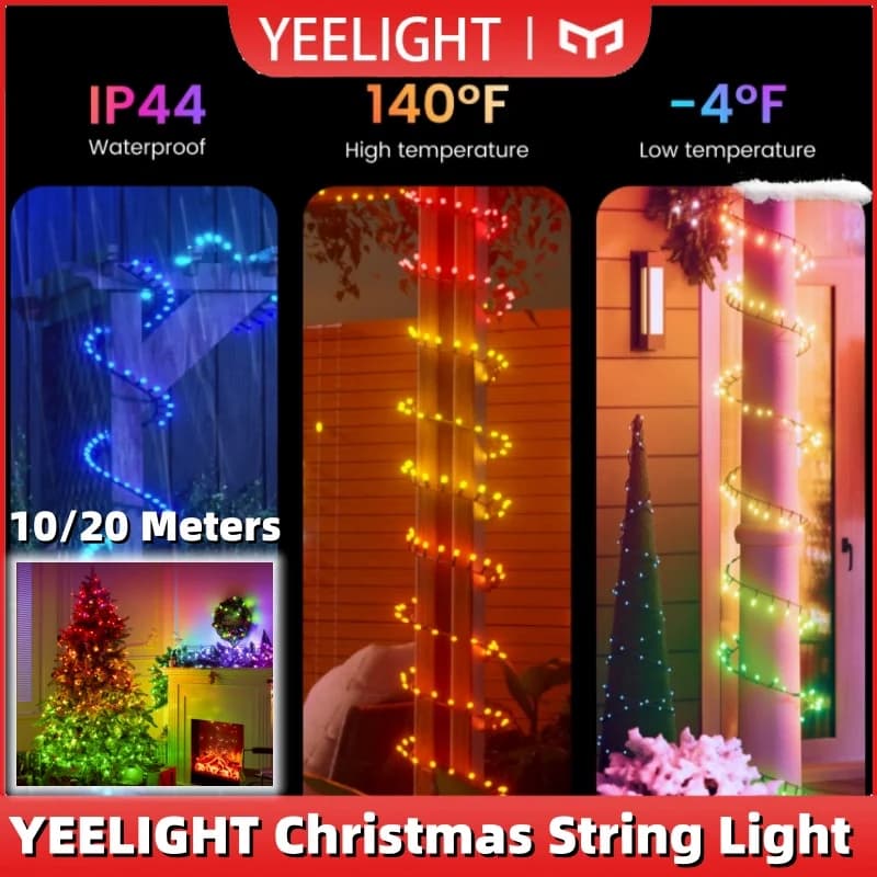 YEELIGHT Luci natalizie RGB Effetti di colore dinamici Connessione Bluetooth 20 modalità di illuminazione Impermeabile per interni ed esterni