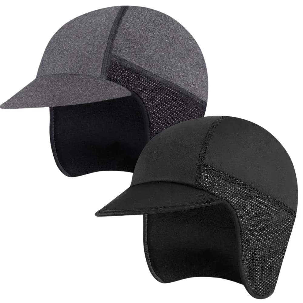 Cappello da ciclismo Berretto da casco antivento da donna per uomo per corsa, jogging, sci, berretto da baseball a tesa piccola con paraorecchie traspiranti