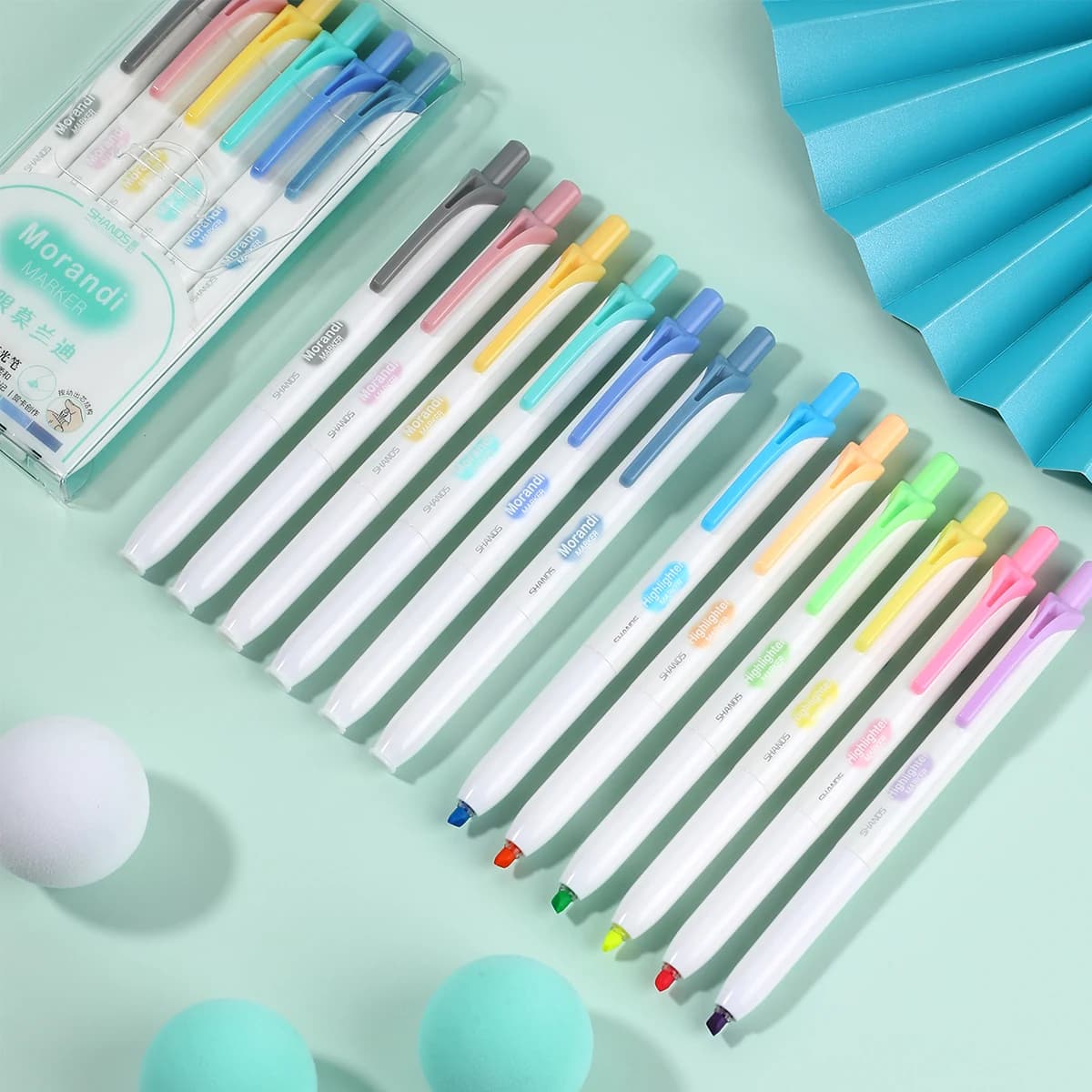 Retractable 6-piece highlighter, scalpel tip without spurgo, assorted color highlighter, retractable marker, cute colored highlighter, Pa