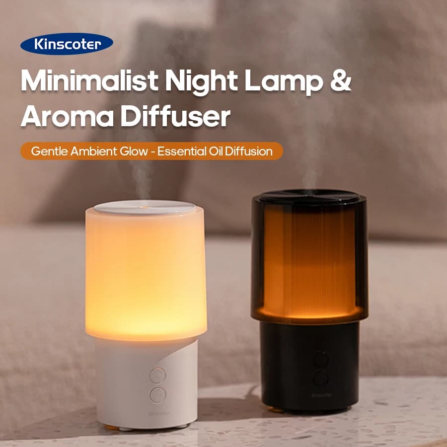 KINSCOTER Olio Essenziale Diffusore di Aroma Lampada Da Notte Minimalista Desktop Mini Umidificatore 140ml Spruzzatore Ad Ultrasuoni per la Casa Dell'hotel