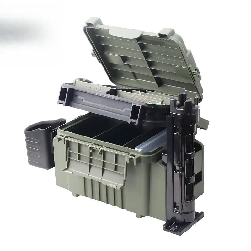 Fishing equipment boxes Waterproof reinforced equipment box with extra large capacity to store multi-layered baits