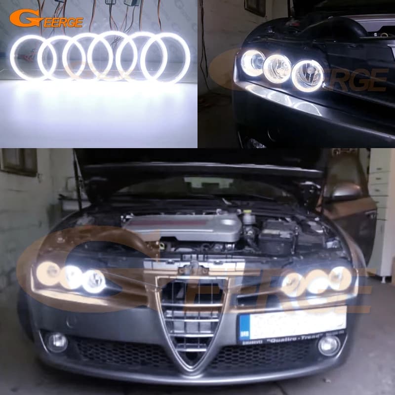 Per Alfa Romeo 159 Brera Spider 2005 - 2011 Luce diurna Eccellente COB ultra luminoso Led Angel Eyes Halo Anelli