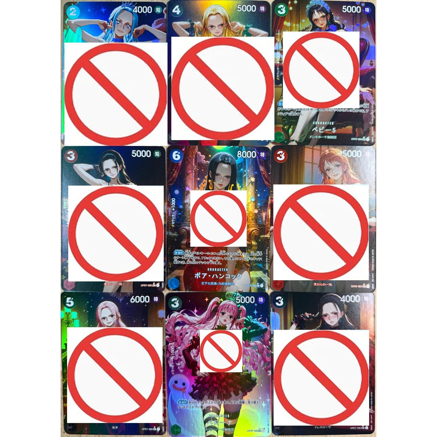 Set di 9 Carte Flash da Collezione Anime Classiche One Piece: Perona, Nami, Hancock, Kalifa, Robin, Vivi - Serie Intimo - OPCG