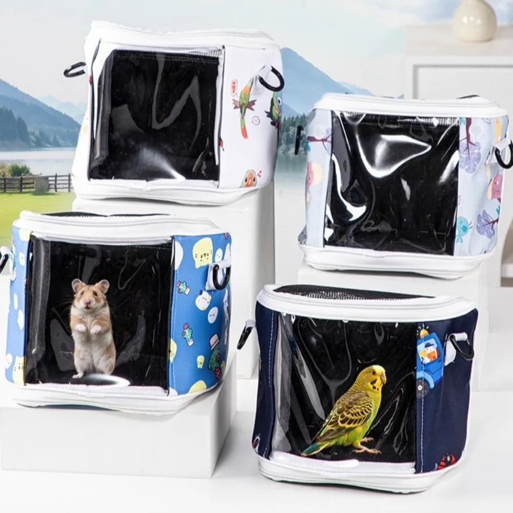 Borsa Trasparente per Trasporto Cavia con Tracolla Regolabile Staccabile, Borsa da Esterno per Animali Domestici, Traspirante, Ampio Spazio, Trasportino da Viaggio per Criceti