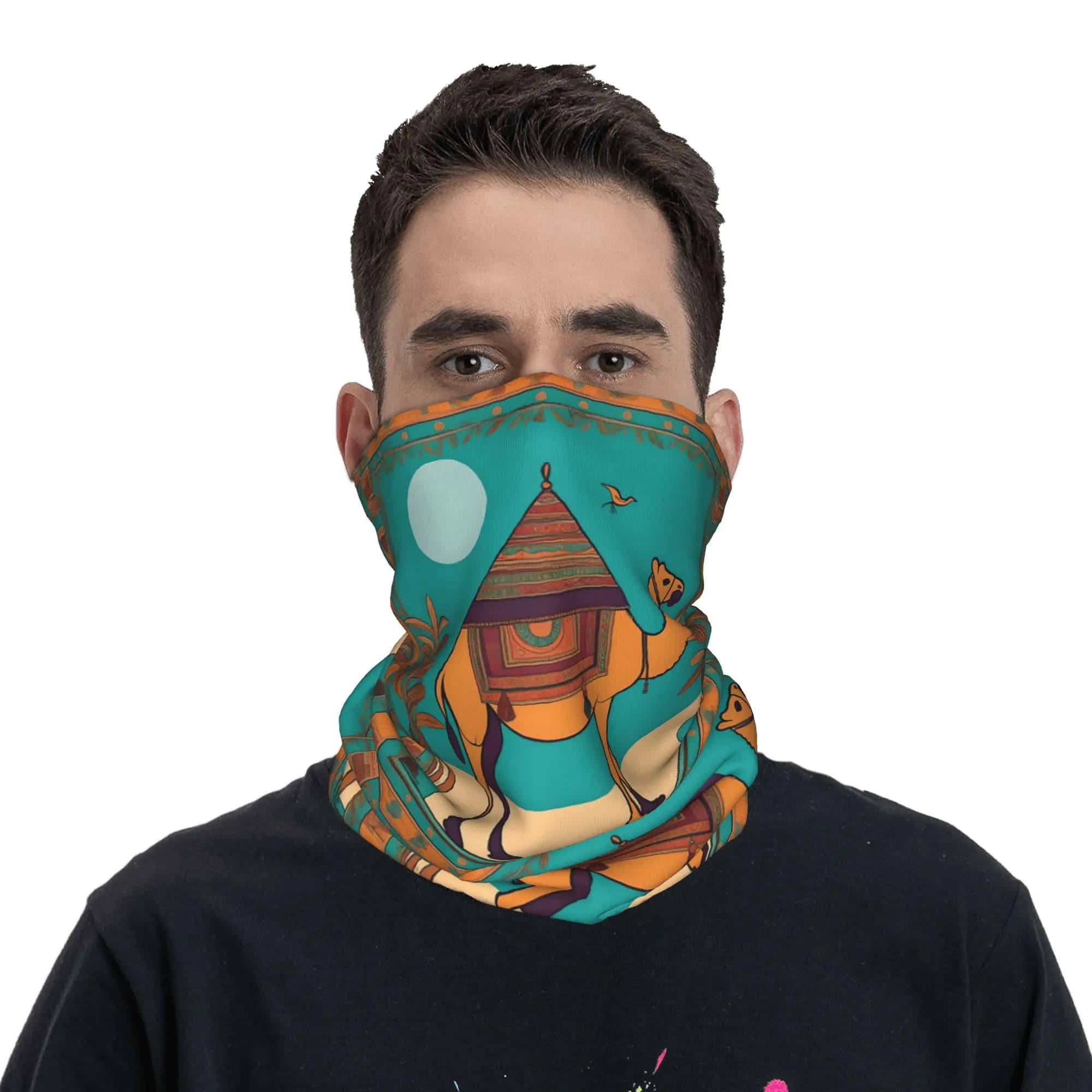 Bandana Araba e Africana con Stampa Cammello, Copricollo, Sciarpa, Maschera per il Viso, per Corsa, Uomo Donna Adulti, Invernale