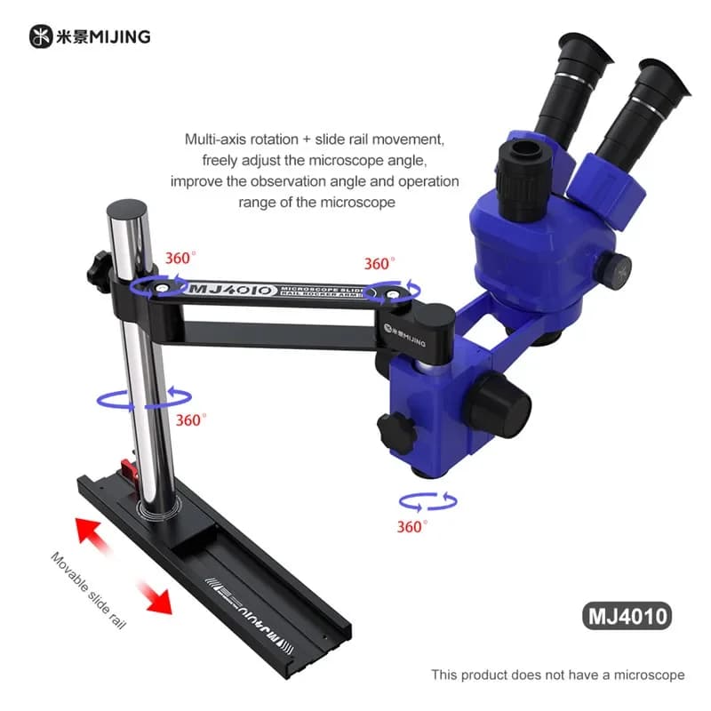 MIJING MJ4010 Microscope Slide Rail Rocker Arm Multi Axis Rotation Adjustable Stand for Microscope Repair Work