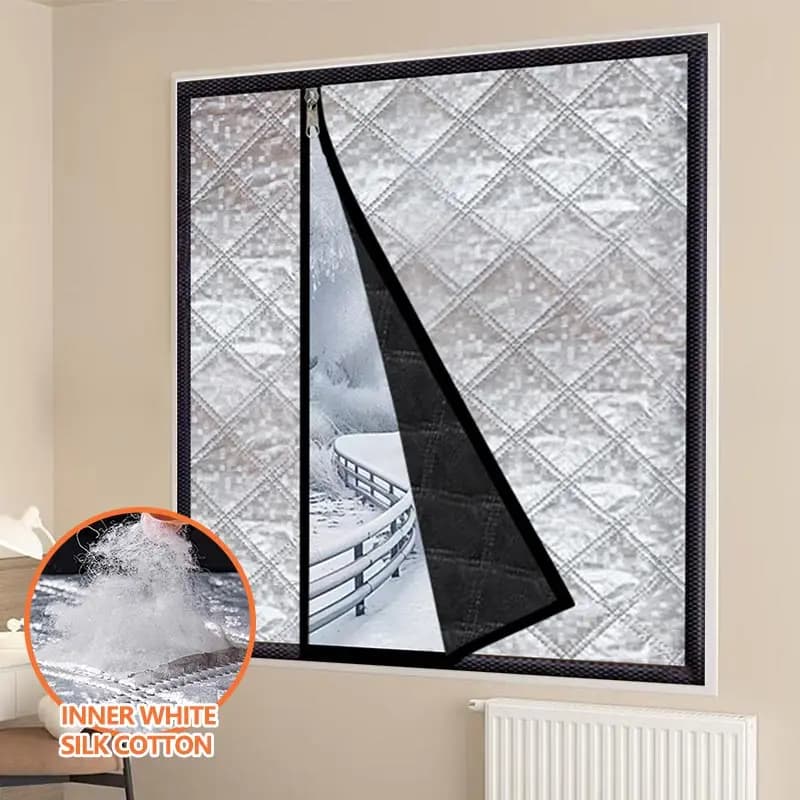 Winter no punching cotton side opening windproof and cold proof curtains, bedroom bathroom thickened air conditioning curtains
