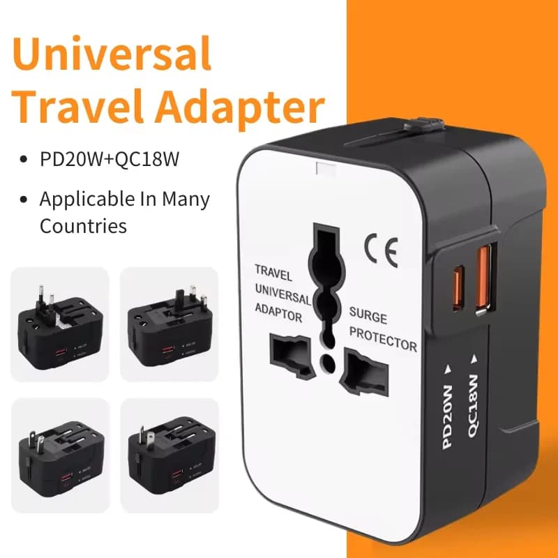Adattatore da viaggio universale con porta USB A tipo C Adattatore di alimentazione EU/UK/US/AU Convertitore per caricabatterie Connettore adattatore presa