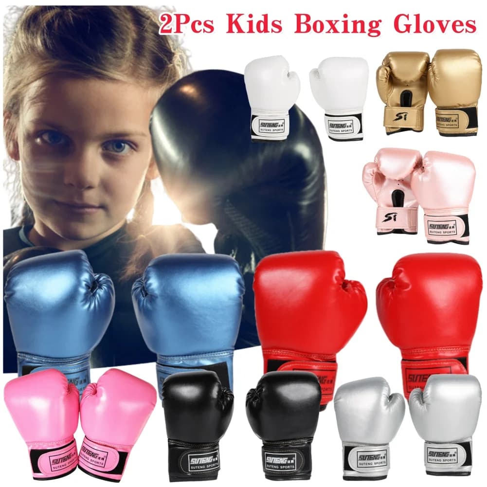 2PCS Children's Boxing Gloves Punch Training Sparring Kickboxing Combat Fitness Gloves Hitting Hand Protection for Boys' Girls
