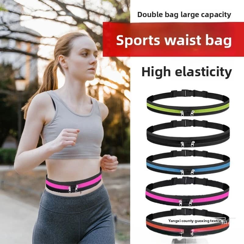 Running Waist Double Pocket Waterproof Belt for Phone Small Nylon Bag Cycling Hiking Sports Gymnastic Waist Waist Bag