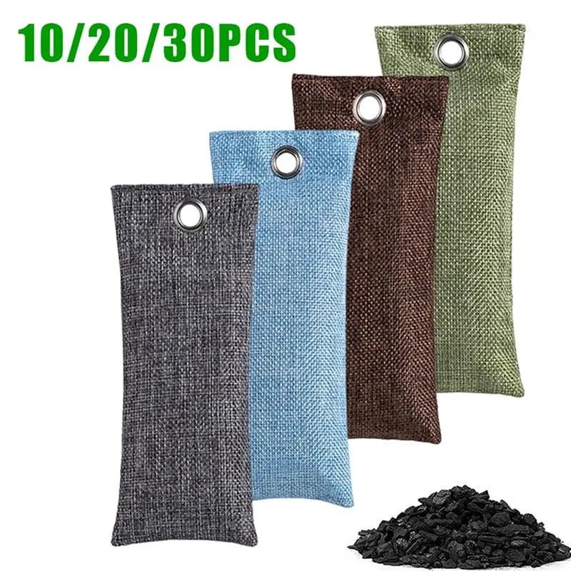 10/20/30Pcs Bamboo Charcoal Air Purifying Bags Hanging Moisture Absorber Odor Eliminator Deodorizer for Car Closet Shoe Cabinet