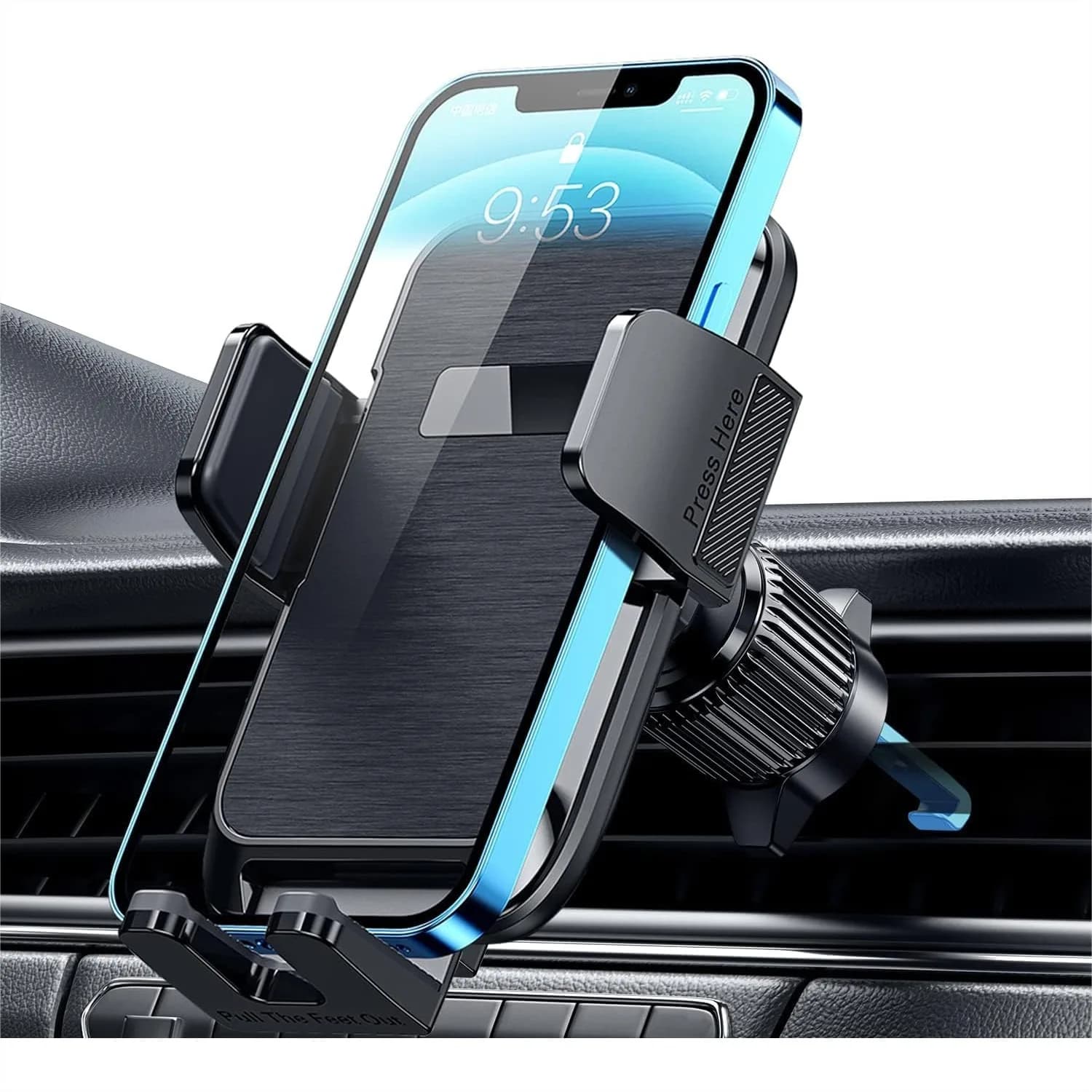 Car Phone Mount For Air Vent With Upgraded Metal Clip Hands Free Cradle Universal For Smartphone