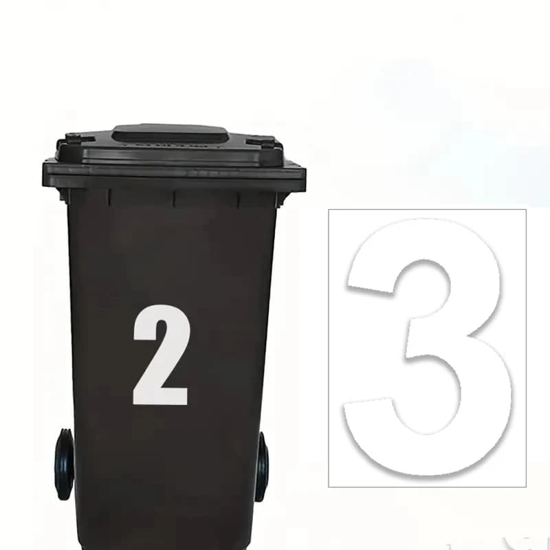Etichette autoadesive per bidoni della spazzatura, adesivi numerici per bidoni con ruote, etichette resistenti per esterni, adesivi numerici per bidoni della spazzatura da garage, resistenti alle intemperie