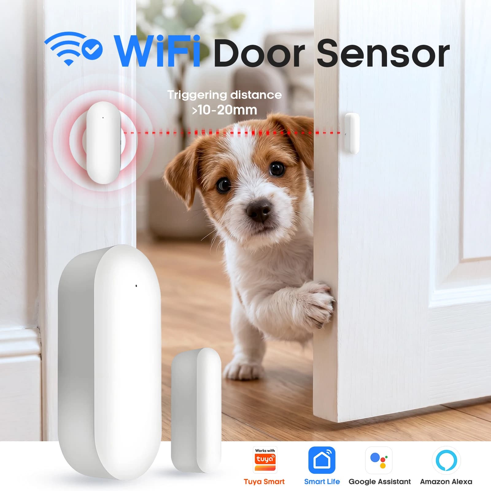 Tuya Smart WiFi Door Sensor Smart Life Door Window Sensor Home Security Protection Compatible Alexa Google