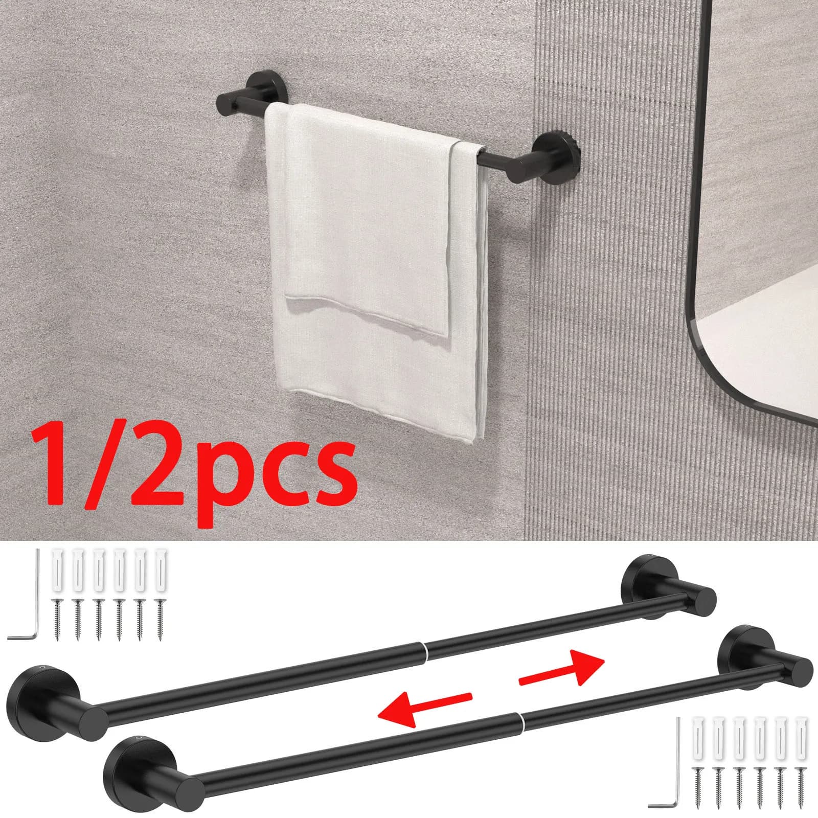 1/2 pezzi portasciugamani in acciaio inossidabile portasciugamani retrattile a parete portasciugamani antiruggine accessori per la cucina del bagno