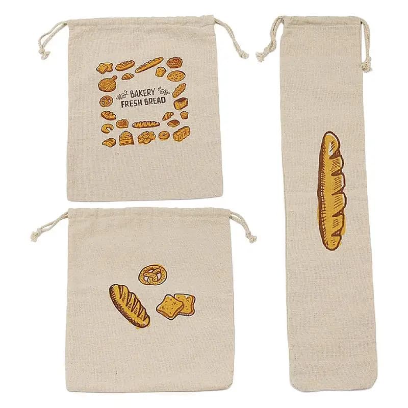 Borsa per il pane in lino Borsa riutilizzabile in cotone con coulisse Pane fatto in casa Conservazione ecologica