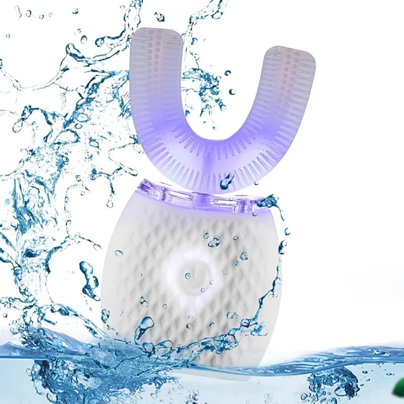 Portable Silicone Baby Ultrasonic Whitening Auto Brush, U Shaped Home Electric Brush, 360 Degrees