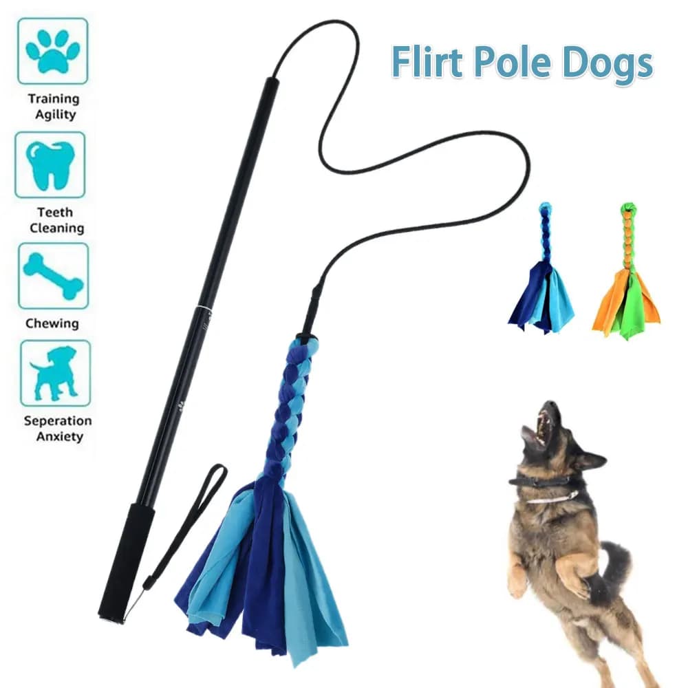 Cani Flirtare Lure Pole Stick Giocattoli Pet Interattivo Chasing Tail Teaser Bacchetta Addestramento Corda da masticare Gatto Animale domestico