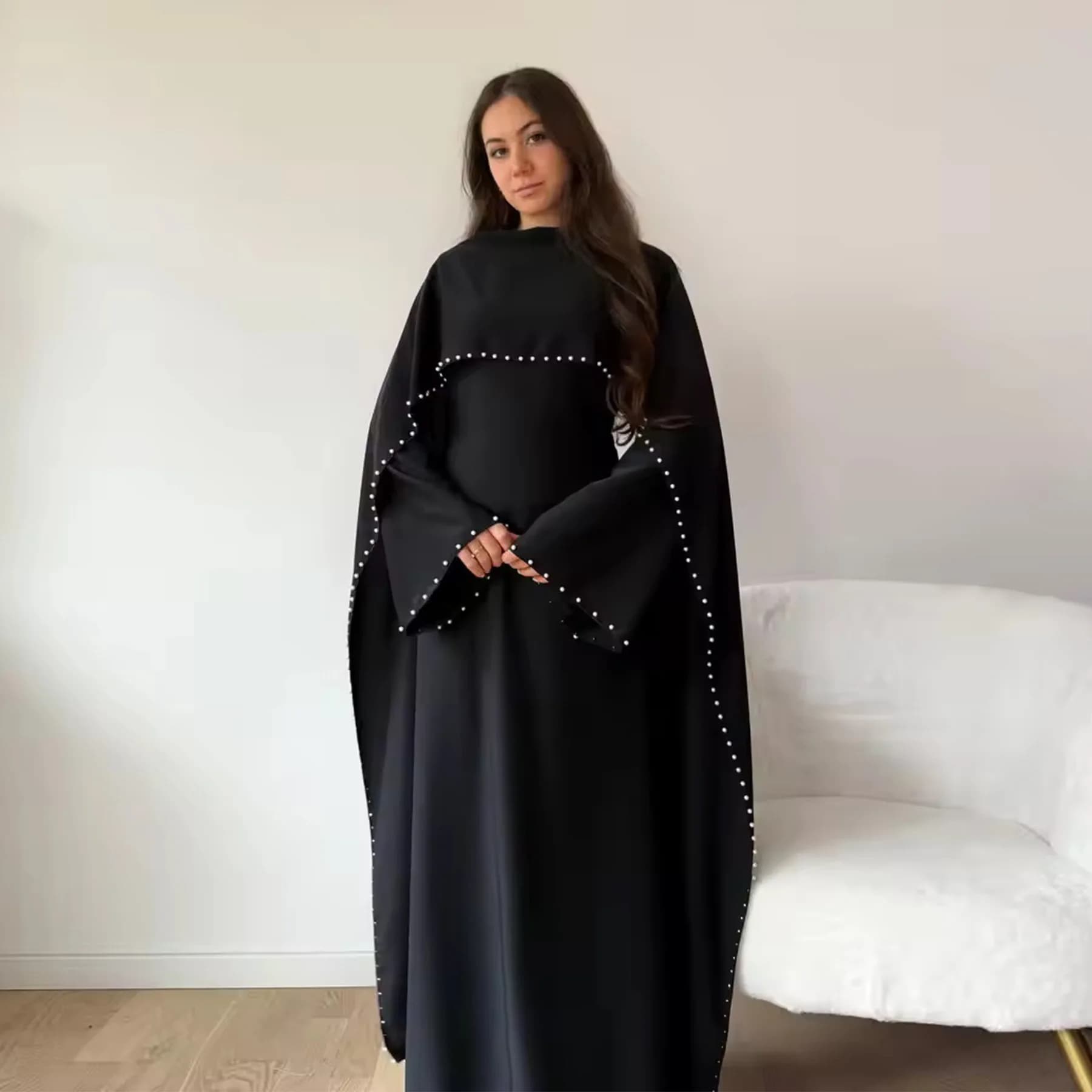 Islamic clothing Muslim dress with beads for women Abaya Dubai Luxury Turkish evening dresses for parties Ramadan Eid Caftano dress