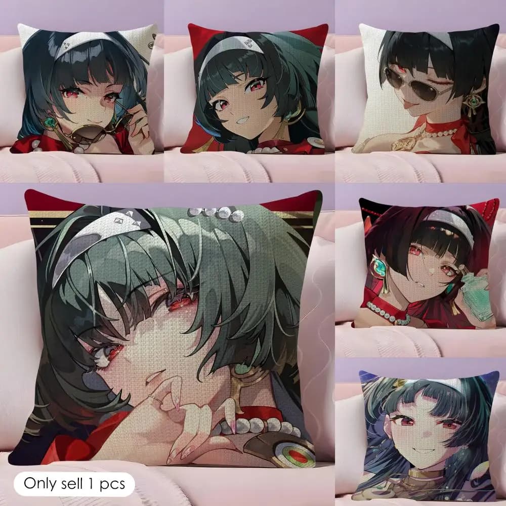 Game Zzz Astra Yao Cushion Cover Natural Linen Pillow Case Double-Sided Print Decorative Sofa Pillowcase Home Decor Gift