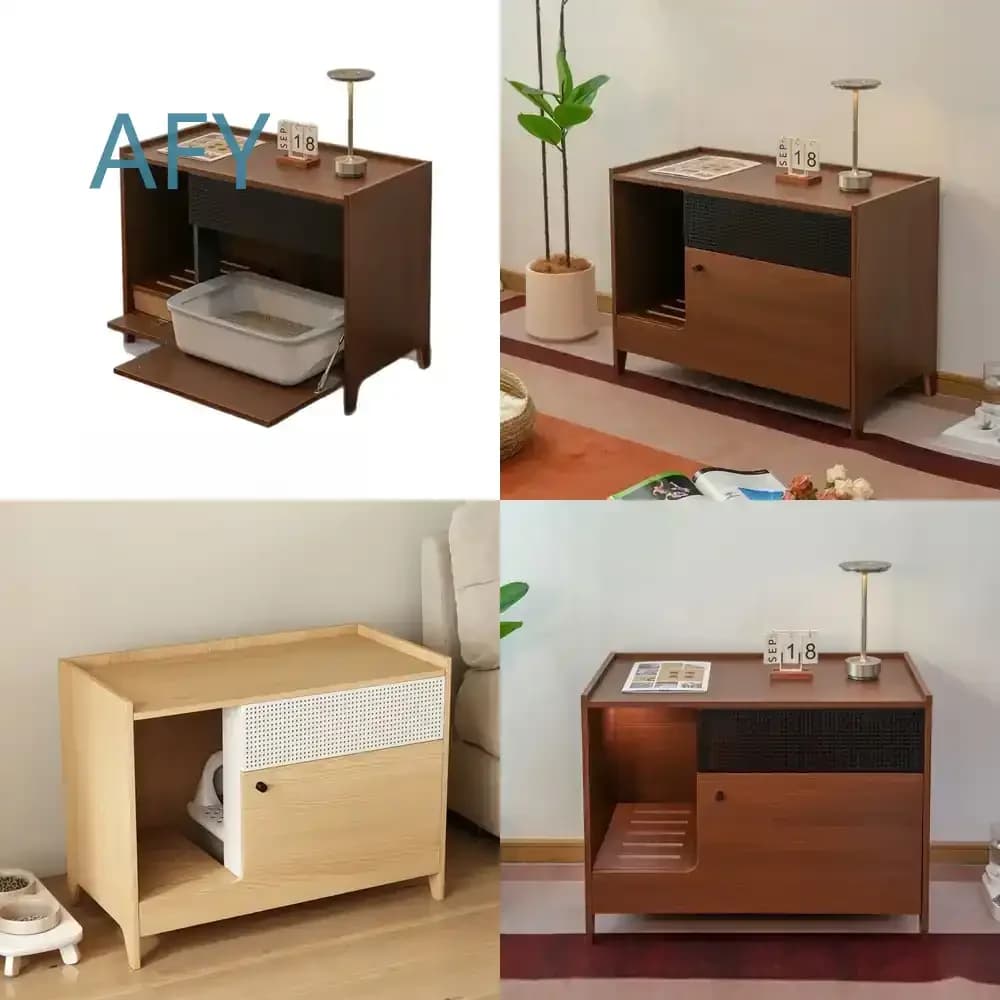 Large Solid Wood Sand Filter Splash Proof Cat House Cabinet for Cats Nest Semi Closed Litter Box Basin Cat Furniture Cat
