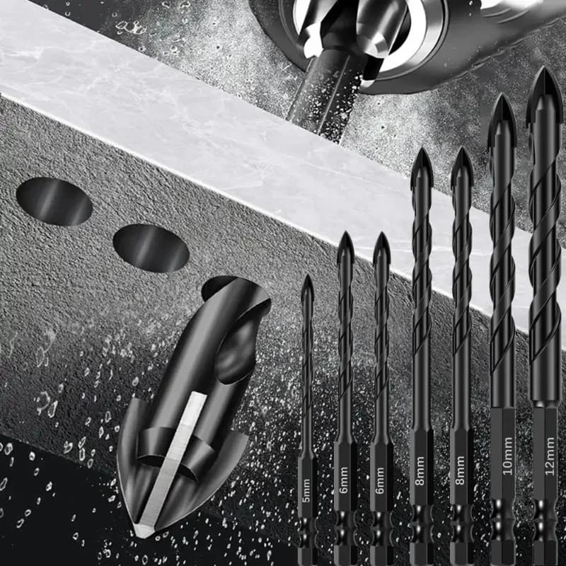 Set di punte per trapano per calcestruzzo con punta per mattoni e pietra da 3-12 mm, adatto per strumenti per punte da trapano in lega dura per perforazione di calcestruzzo in ceramica di vetro