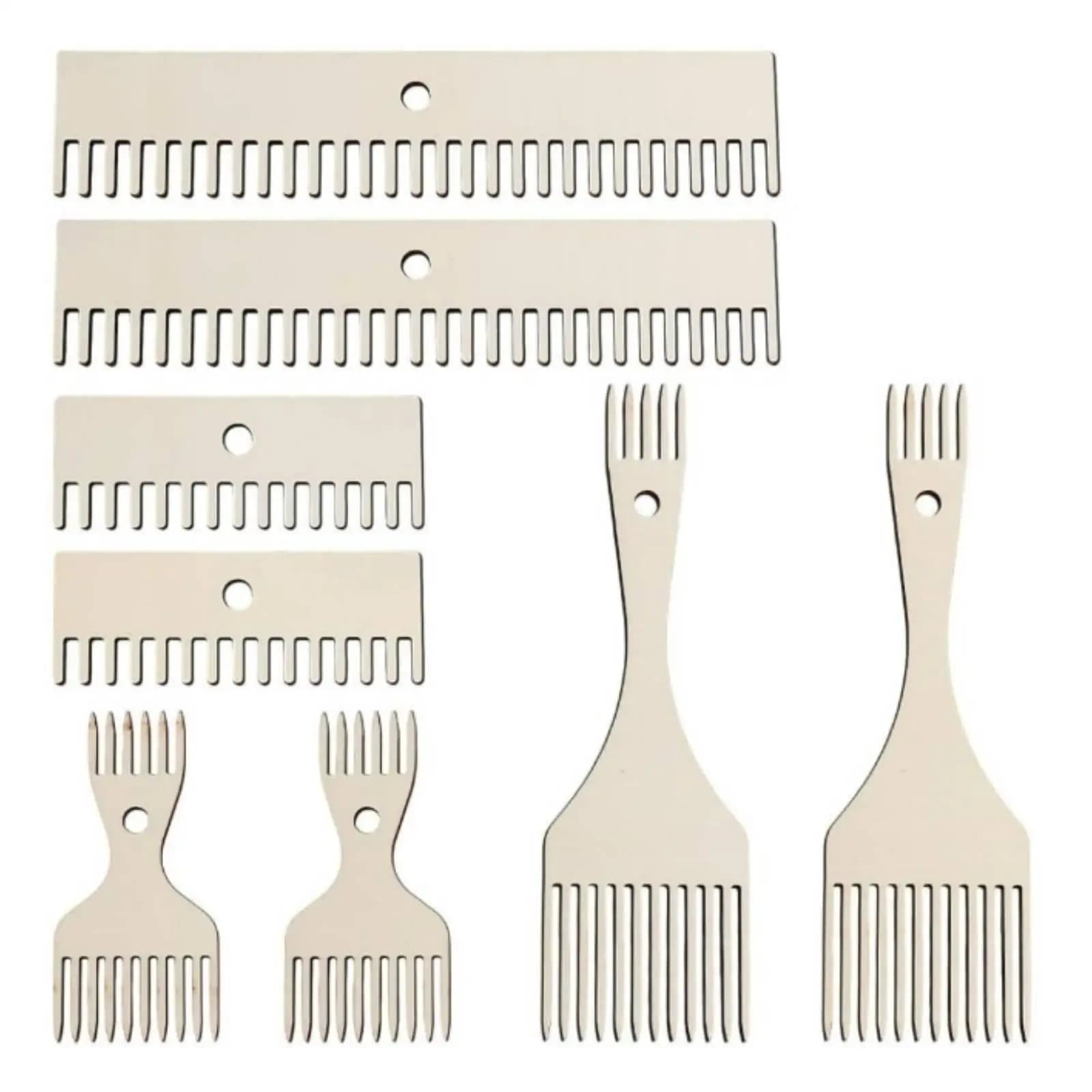 8 Piece Weaving Comb Collection Polished Wood Craft Tool for Weaving Loom Wool for Weaving Handmade Decorations