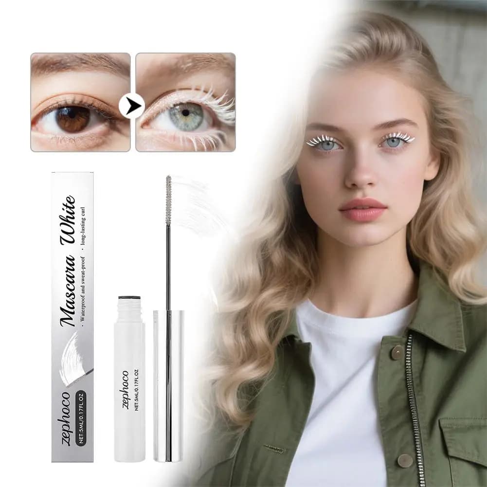 Mascara Colorato Impermeabile a Lunga Durata per Ciglia Voluminose e Allungate, Blu, Bianco, Nero, Strumento di Bellezza