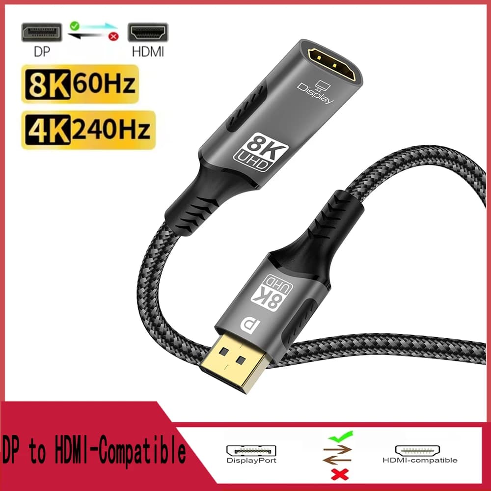 Convertitore Display Port maschio a HDMI femmina Adattatore compatibile DP a HDMI 8K@60Hz 4K@240Hz per PC HD TV Monitor portatile Proiettore