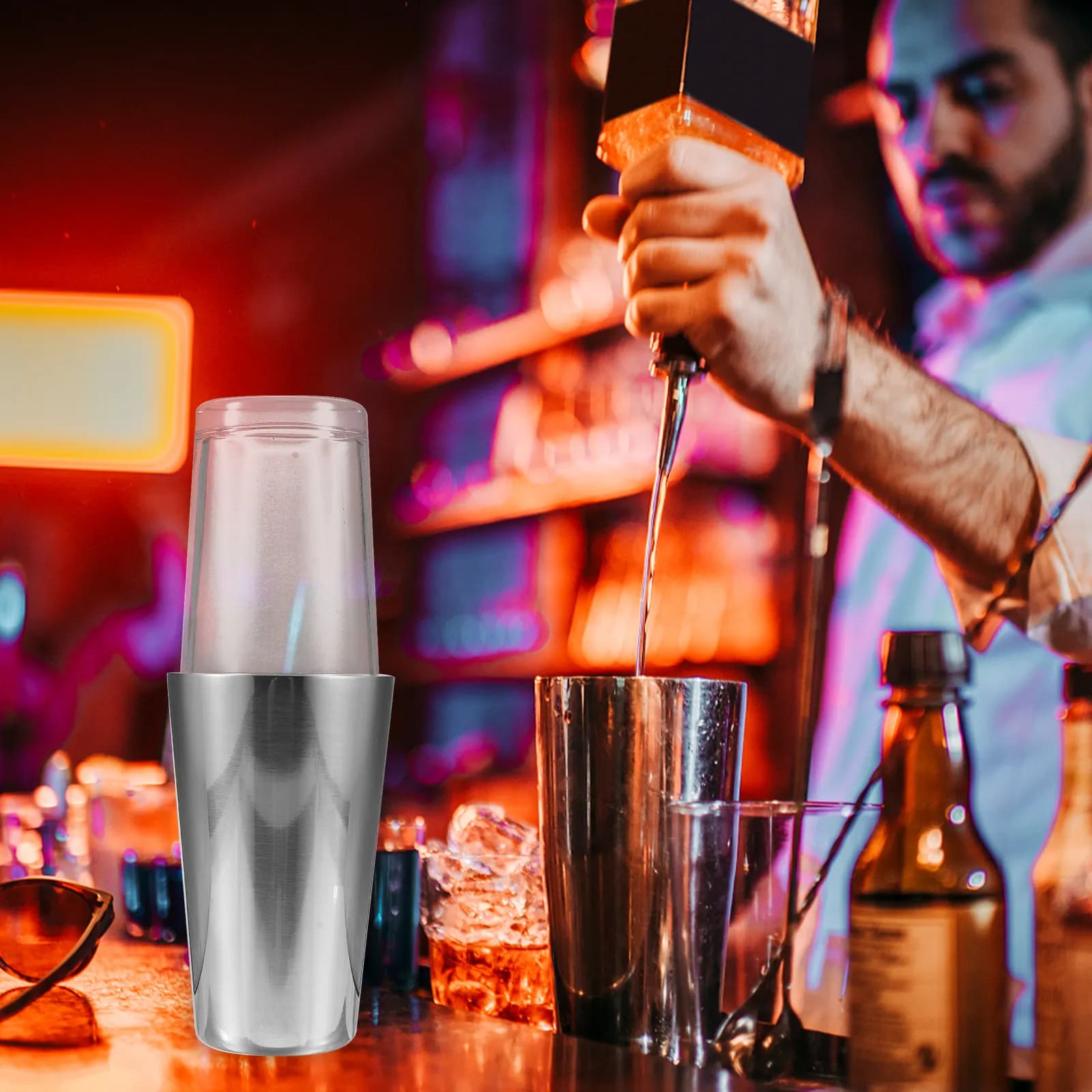 Set Shaker per Cocktail in Acciaio Inox Multifunzione per Uso Domestico e Bar, Facile da Pulire
