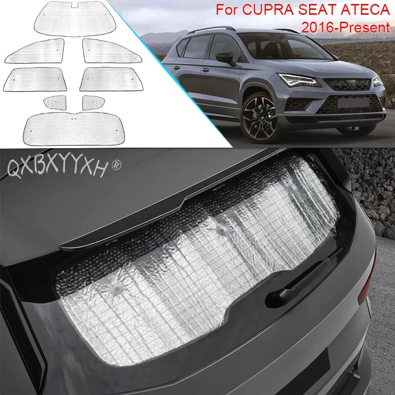 Car Sun Shade Aluminum Foil Foldable Cover For CUPRA SEAT ATECA 2016-Present Auto Heat Insulation Windshield Sunshades Accessory