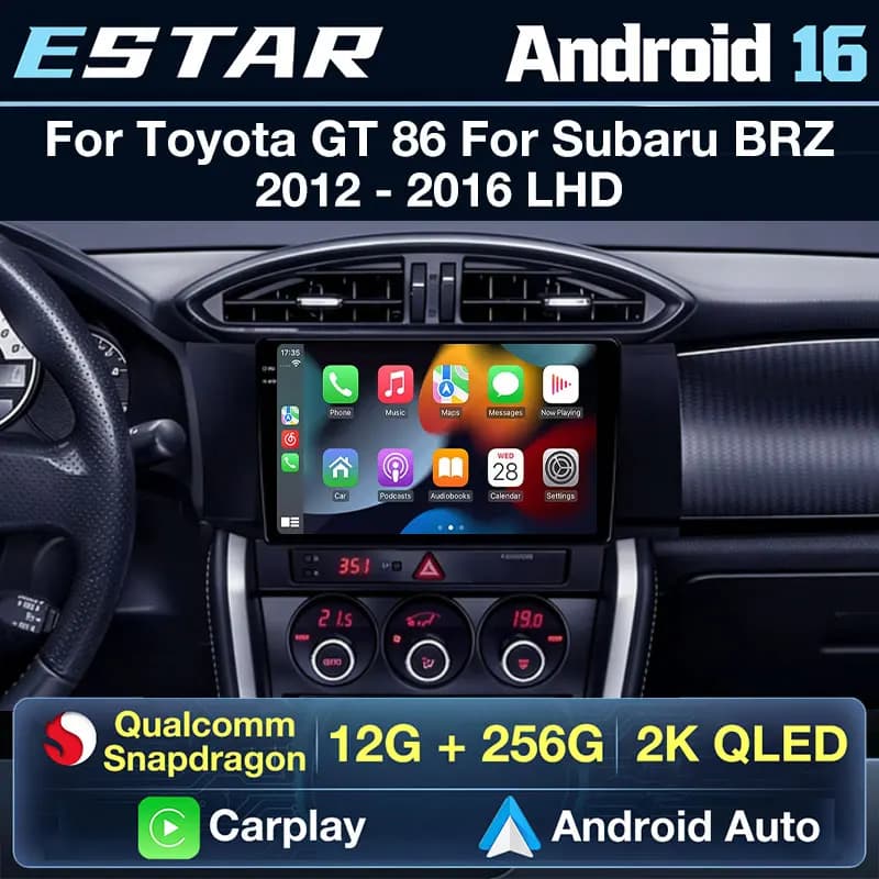 Android 16 For Subaru BRZ Scion FRS Toyota GT86 GT 86 2012 - 2021 LHD Car Radio Mutimedia Carplay DSP 4G Wifi GPS DVD QLED BT