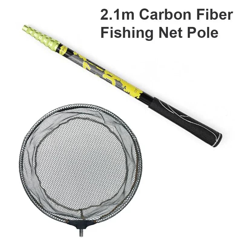 2.1m Short Section Carbon Fiber Landing Net Pole + 35/40/45cm Net