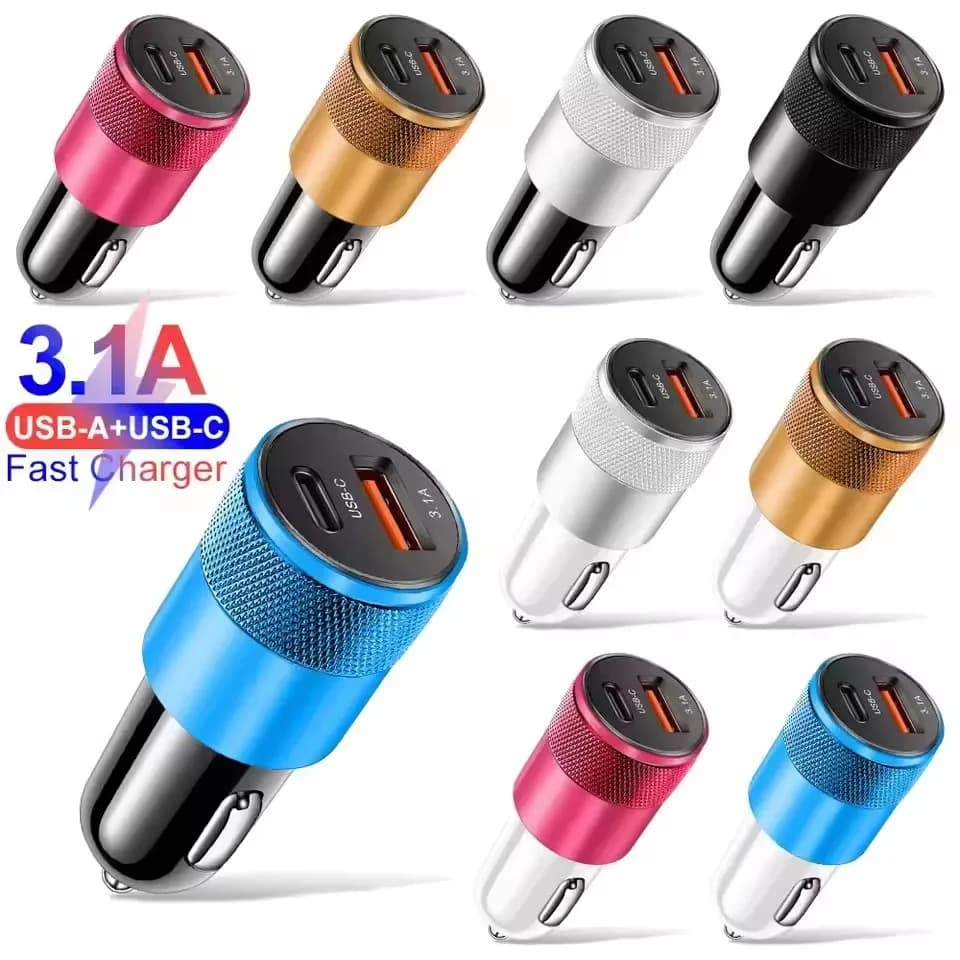 3.1A USB Car Charger Type C Fast Charging Phone Adapter For Xiaomi Huawei PD Phone Charger Adapter Socket Cigarette Lighter