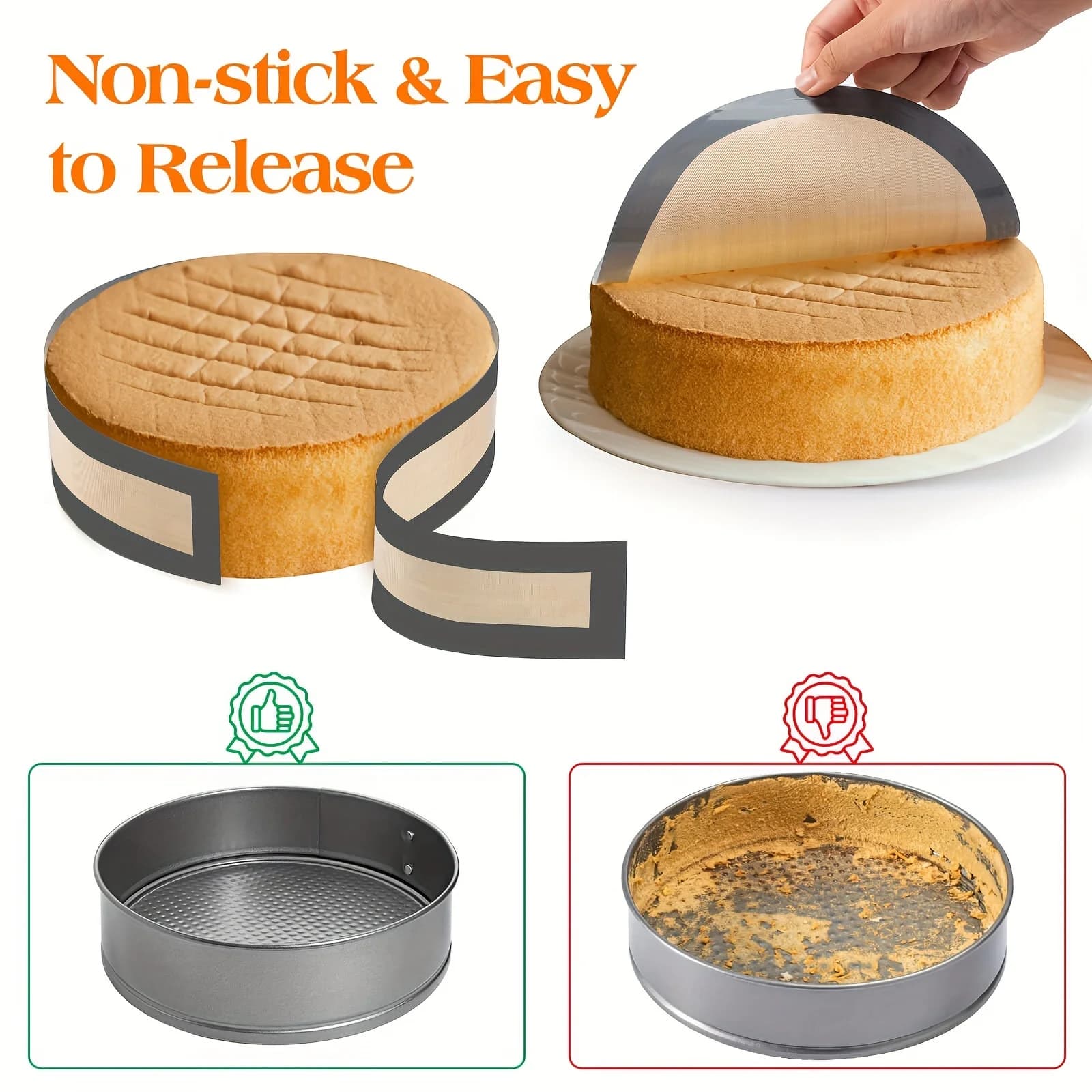 Teglia in silicone adatta per fondo piatto Springform, impedisce la torta da attaccare ai fondo e ai lati, facile da pulire