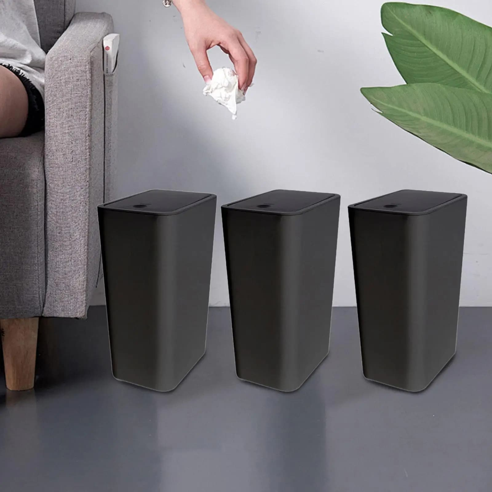 3 pattumiera da bagno con coperchio, 10 litri, 2,6 galloni, cestino per rifiuti, per camera da letto, lavanderia, ufficio, sotto la scrivania, armadio, lavello, cucina