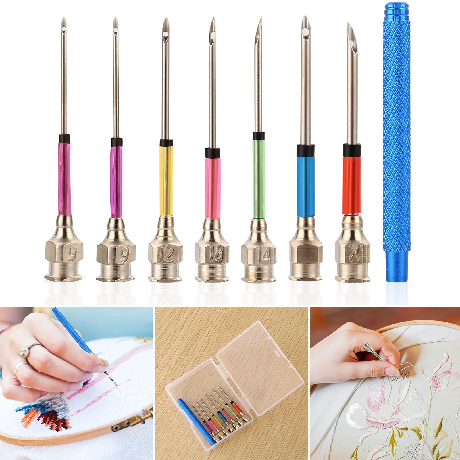 Set di strumenti per aghi per cucire a mano manico Punch Needle Metal Tube Design ergonomico per ricamo semplice strumento artigianale per cucire fai da te