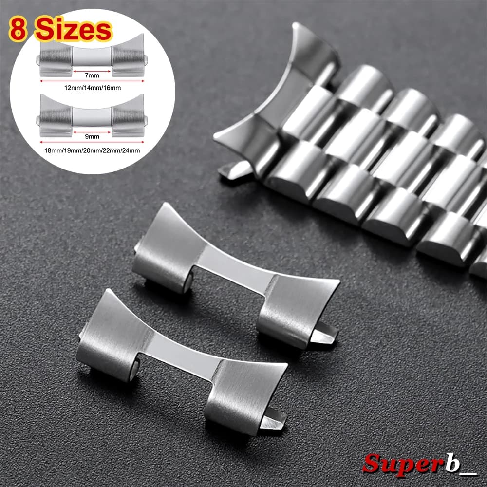 Stainless Steel Strap Connectors 18/19/20/21/22mm Matt polished curved terminal connection for Seiko SKX007 SKX009 12/14/16mm
