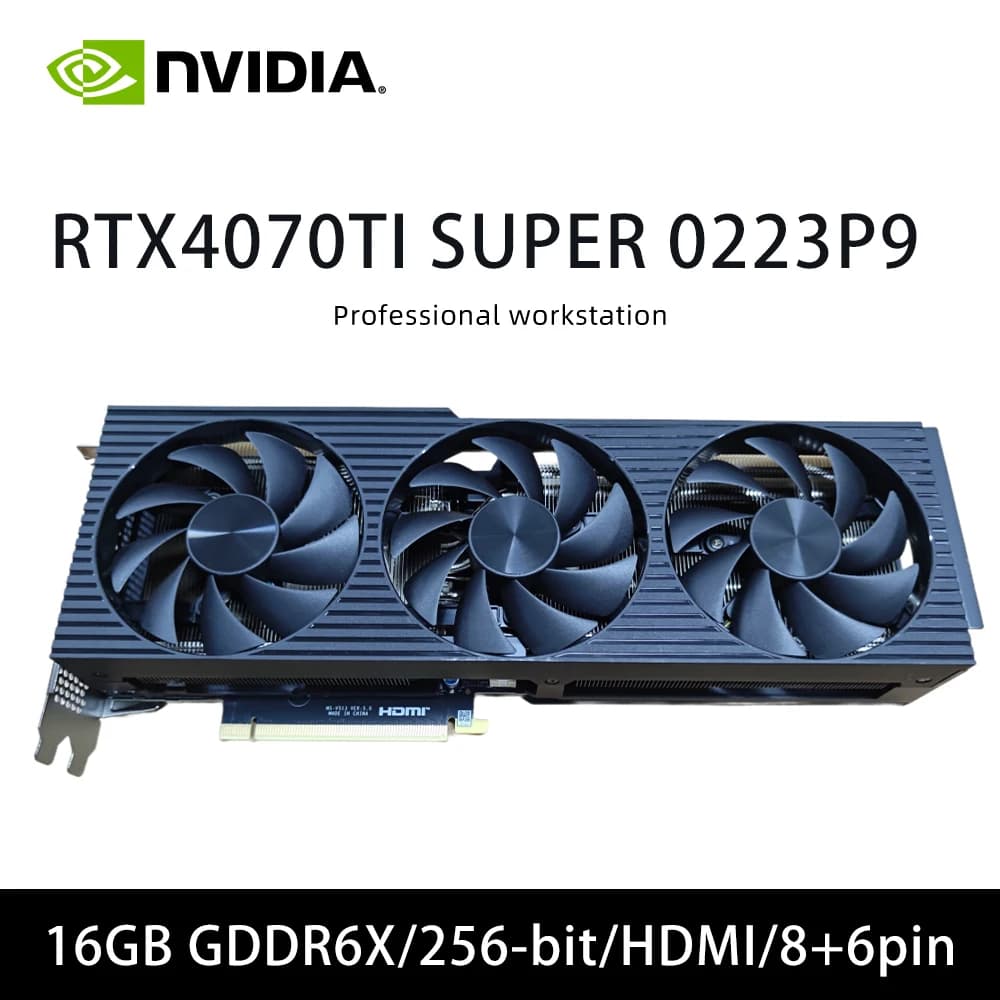Scheda grafica RTX 4070TI SUPER 0223P9 16GB GDDR6X 256-bit per PCI-E3.0 HDMI DP 6+8Pin con tripla ventola per computer desktop, GPU da gioco