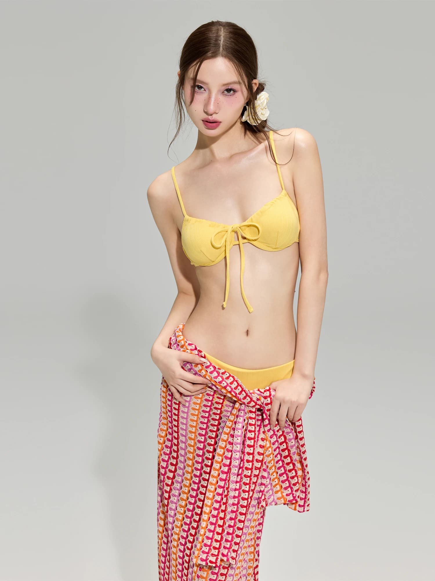 Yellow Bohemian Long Dress Cover up Slimming Thermal Vacation Women's Bikini Separate Swimsuit Roka Art 2025 New Arrival