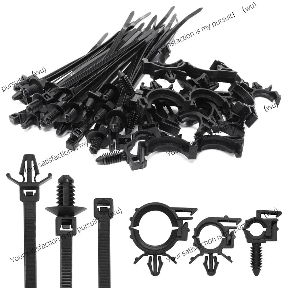 Fascetta per cavi in nylon da 45 pezzi, clip di fissaggio per fissaggio avvolgente, kit di fissaggio per tubi flessibili in filo di acciaio per installazione automatica