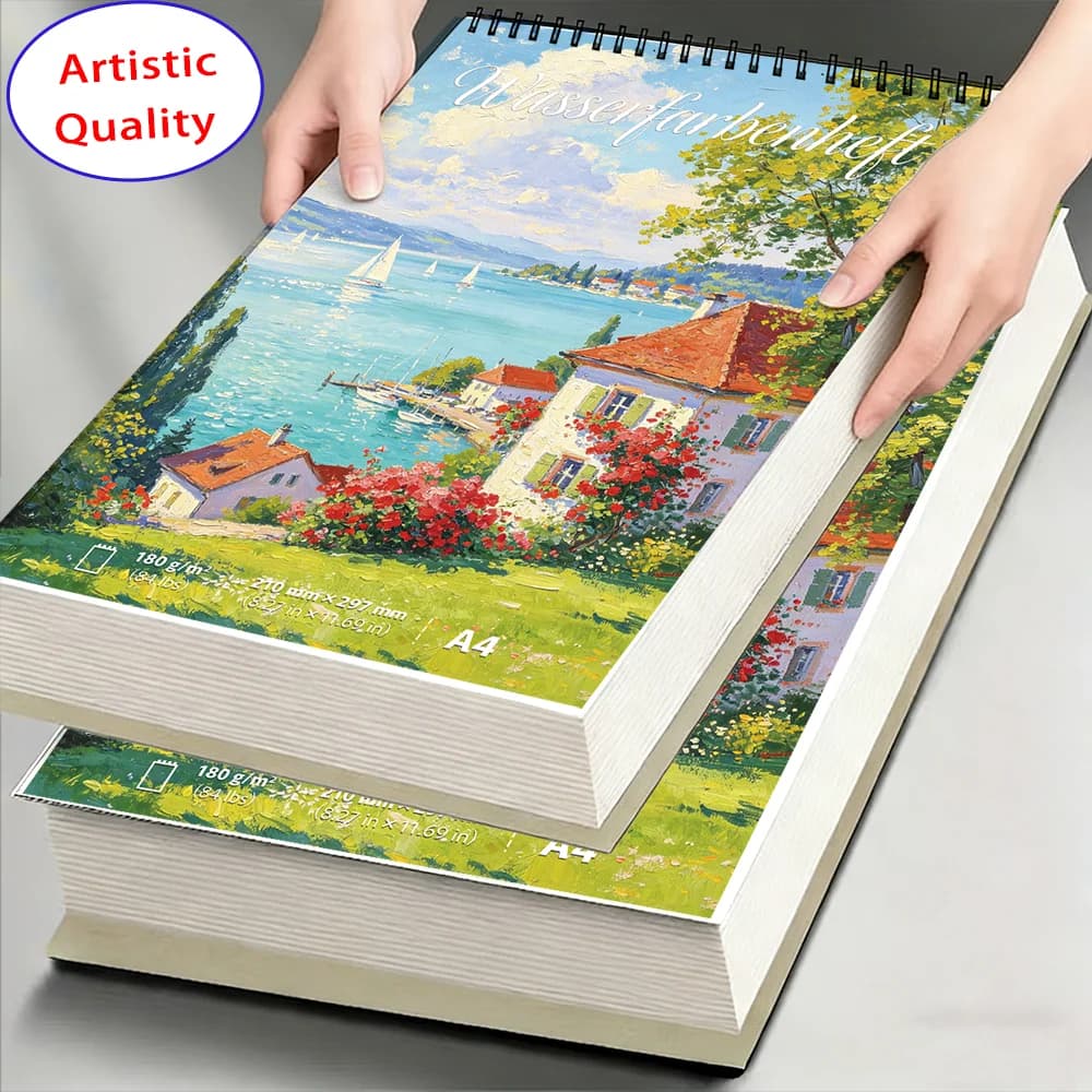 A4/A5 180GSM Watercolor Sketchbook, 30 Sheets Acid-Free Thick Paper, Art Notebook for Watercolor, Gouache, Drawing, Sketching, A