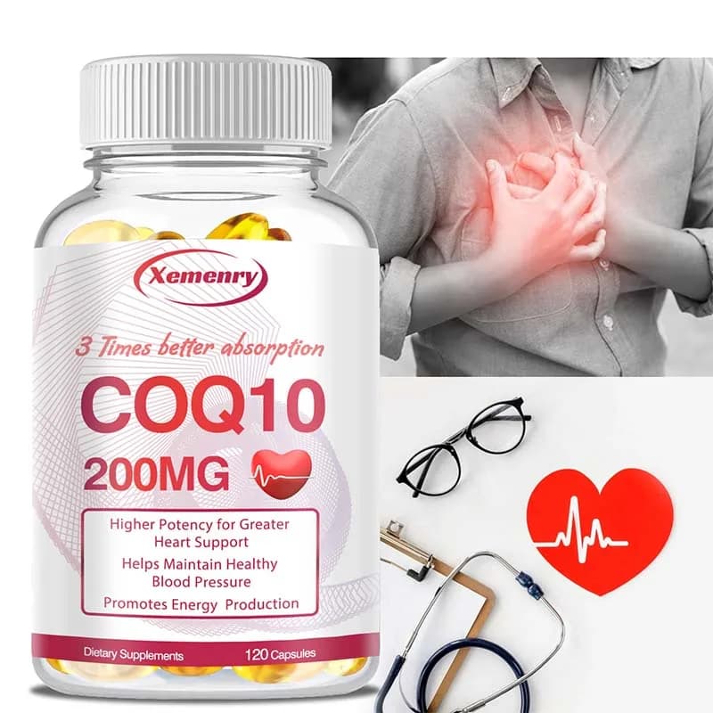 Coenzyme Q10 capsules - for circulation, better absorption, support blood vessels and heart health Blood pressure balance