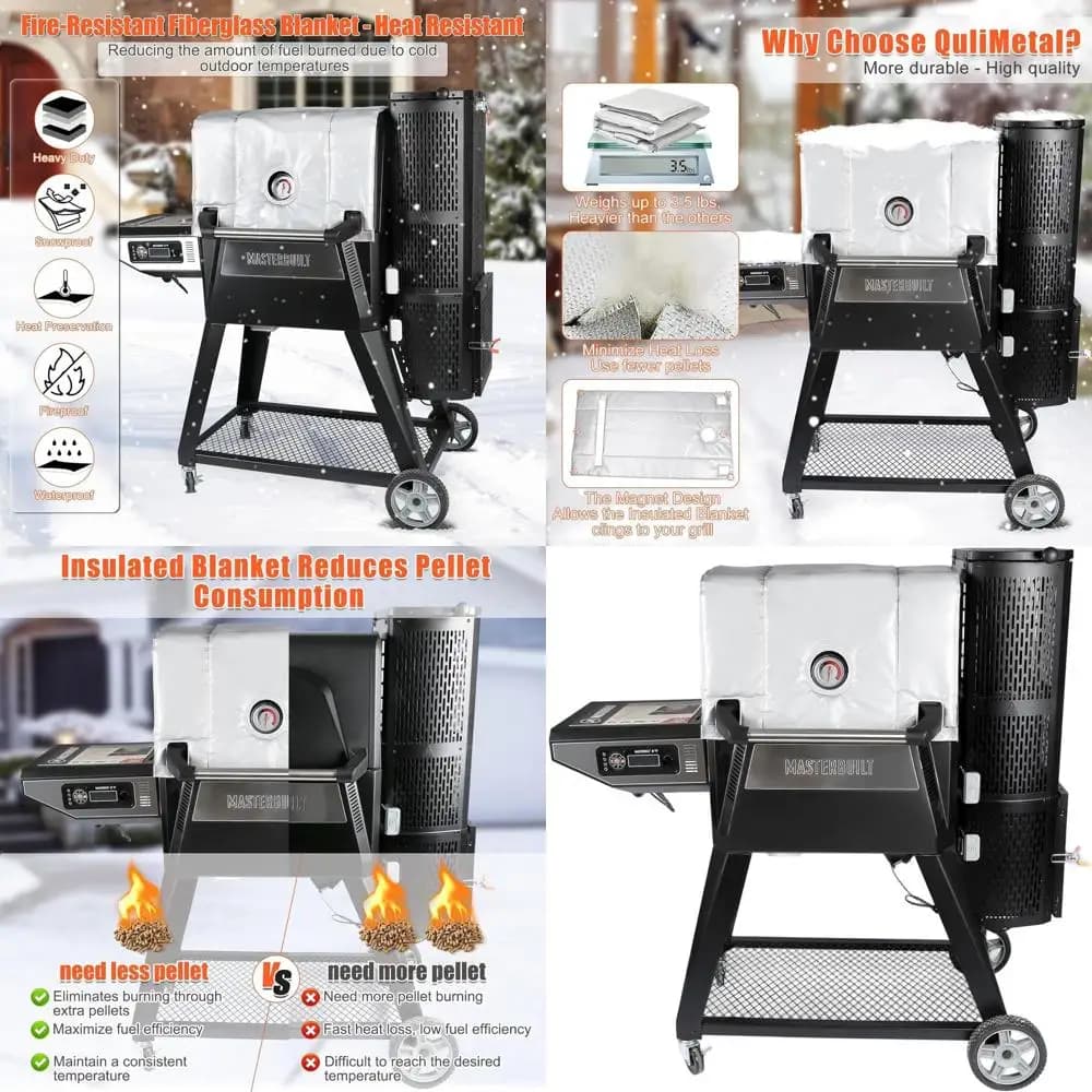 Coperta Isolante per Griglia e Affumicatore Digitale a Carbone 560/600 - Ritenzione Efficiente del Calore per Cucinare in Inverno