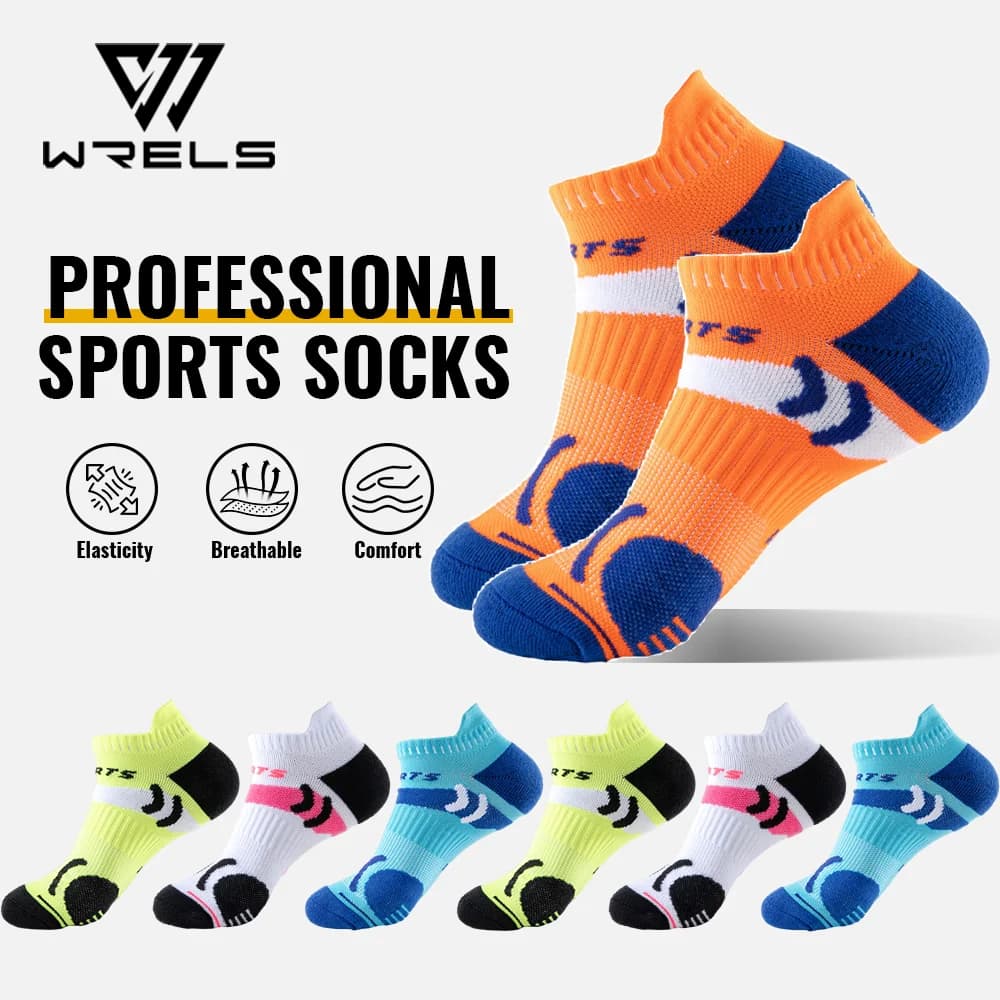 WRELS 1/2/3 Pairs Athletic Crew Socks Men Moisture Wicking Breathable Low Cut Soccer Ankle Socks Arch Support Compression Socks