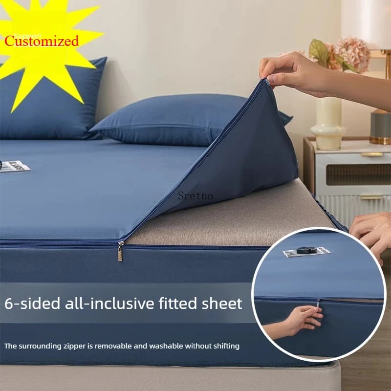 SRETNO New Elasticized 6-sided Cover with 2 Loyalty, Brushed Mattress Protection