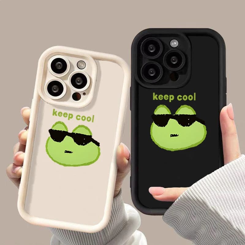 Funny Cool Frog with Sunglasses Phone Case For iPhone 11 12 13 Pro Max 14 15 Pro 16 Plus 17Pro Max 16E Air Shockproof Soft Cover